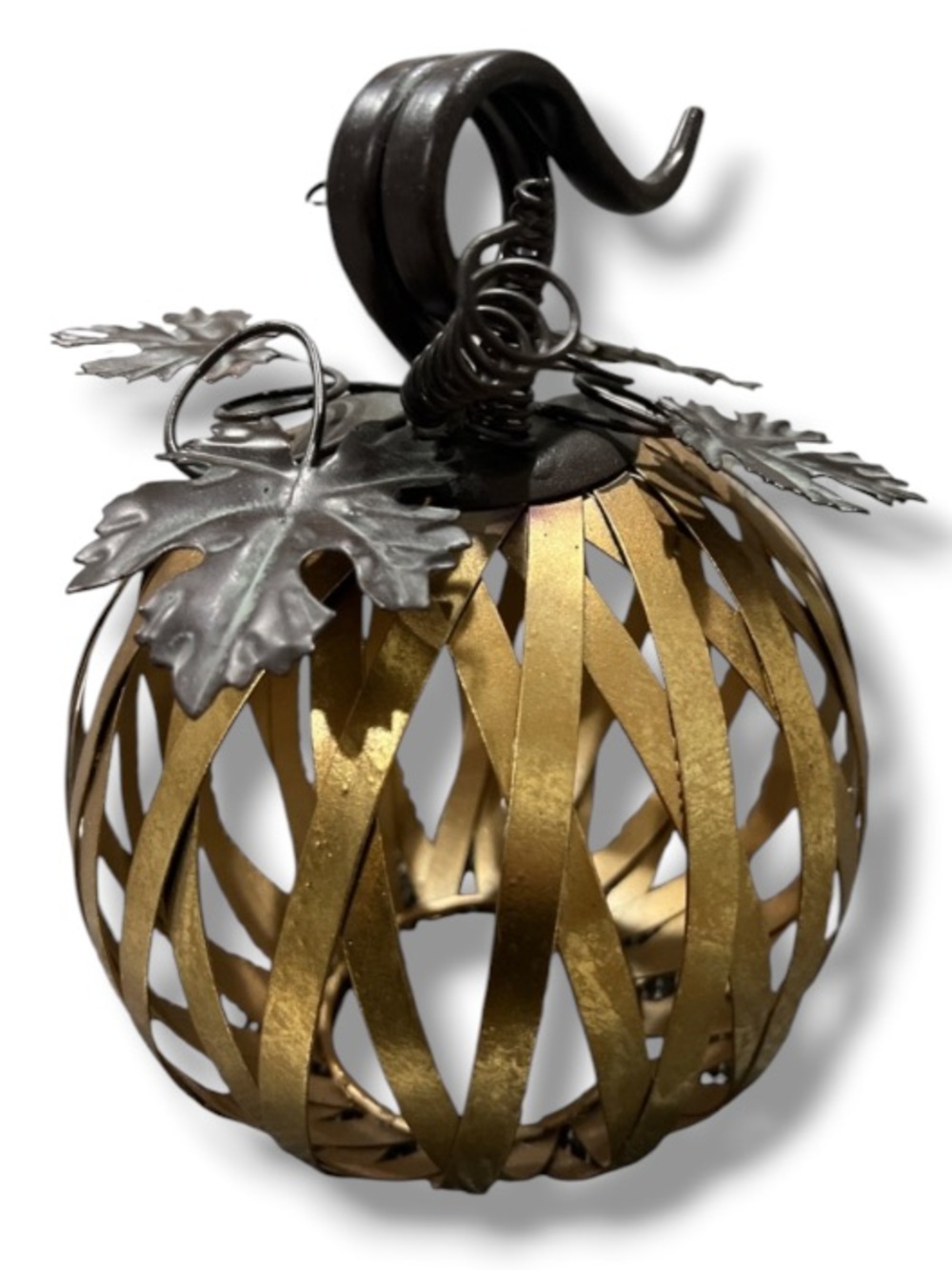 Fall Autumn Halloween Thanksgiving Gold Pumpkin Metal Decor Chic Home Decoration